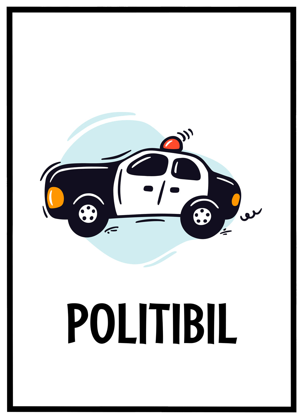 Politibil - Børneplakat