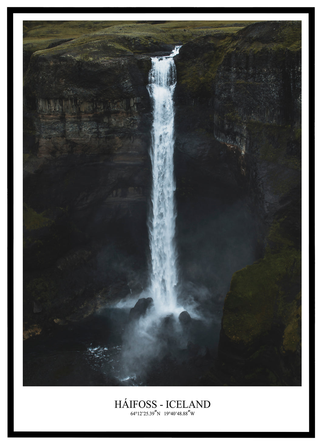 Háifoss Vandfald, Island - Plakat