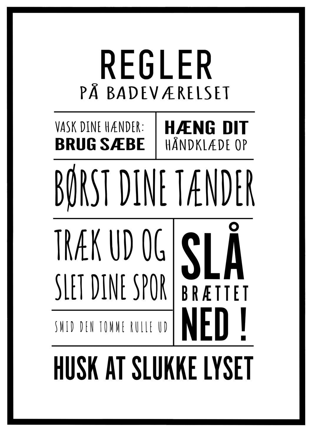 Regler På Badeværelset - Plakat